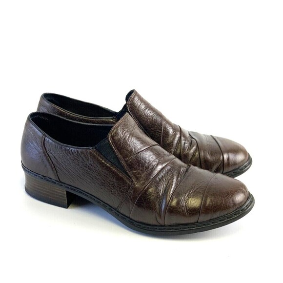 Rieker Antistress Brown Leather Ruched Slip On Low Heel Bootie Comfort Womens 8 - Picture 1 of 11